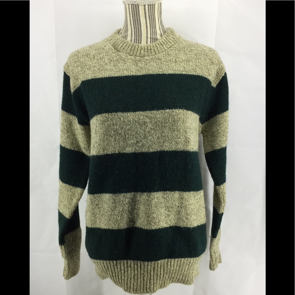 L.L. Bean vintage M Stripe Chunky wool Sweater Made in USA